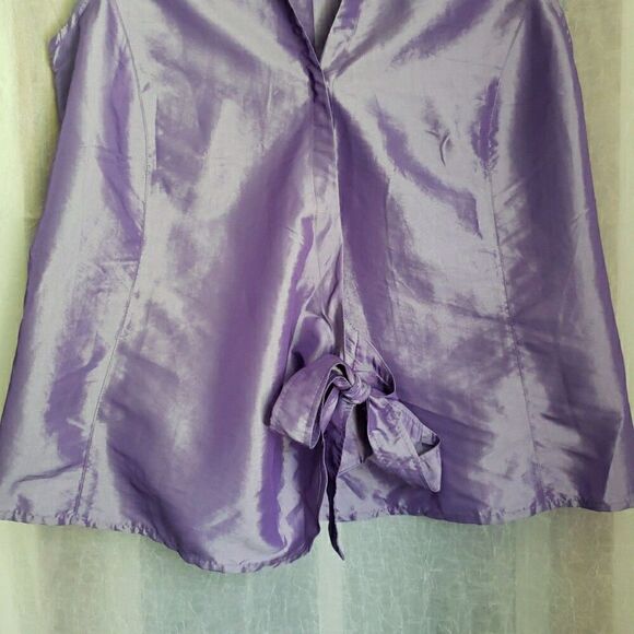 Liz Claiborne LizSport Women''s Sleeveless Purple Shirt Tie in Front Size M - Picture 3 of 10